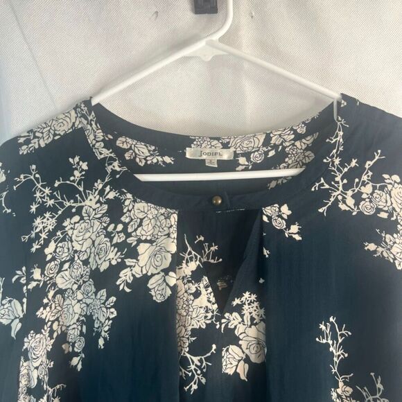 Jodifly Dark Green Floral Long Sleeve Tunic Blouse Keyhole Neck Women's Sz Small - Picture 3 of 9